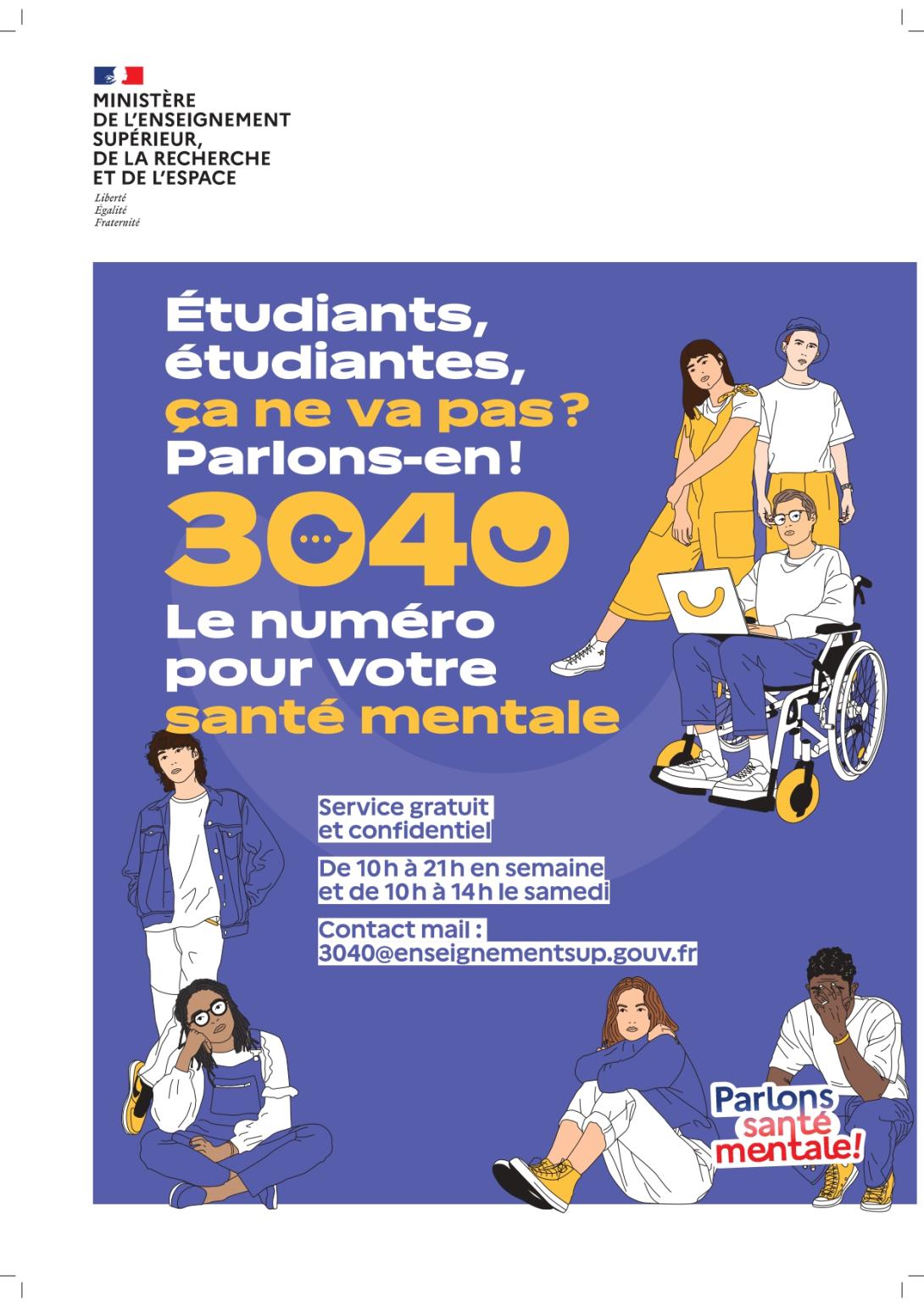Parlons santé mentale ! 3040, le numéro pour votre santé mentale